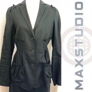 MAX STUDIO 100% Linen Black Blazer